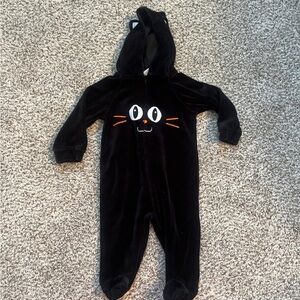 Black Cat Velour Halloween Footie Costume